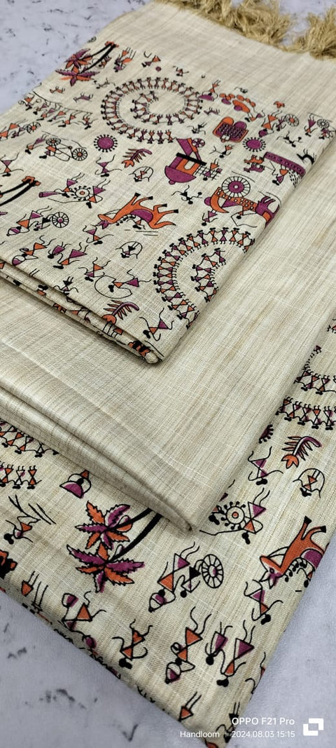 Kalamkari Printed Cotton Silk Dress Material - Design No. 16