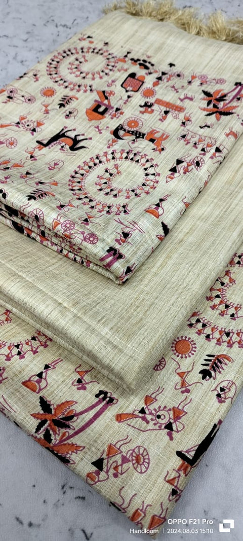 Kalamkari Printed Cotton Silk Dress Material - Design No. 18