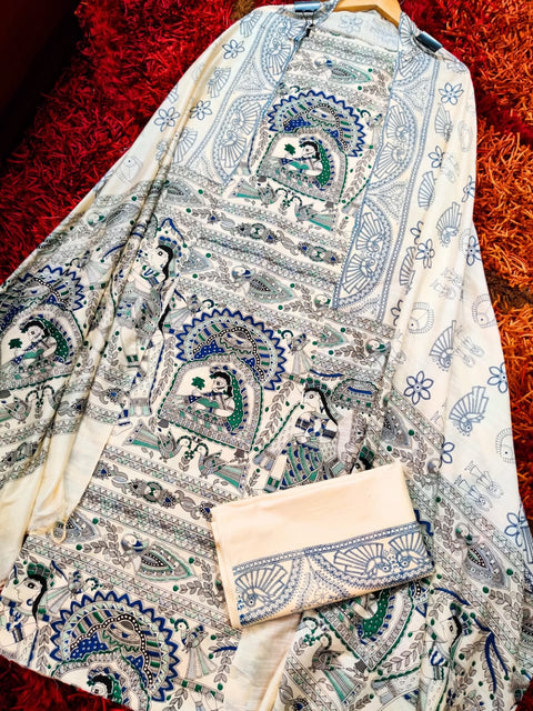 Kalamkari Printed Cotton Silk Dress Material - Design No. 24