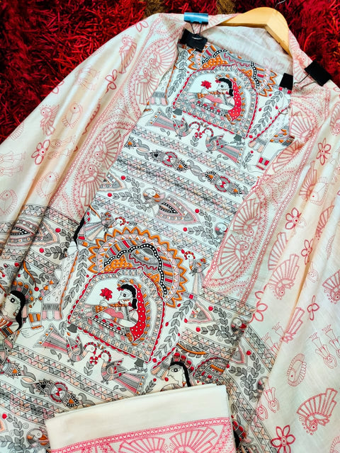 Kalamkari Printed Cotton Silk Dress Material - Design No. 26