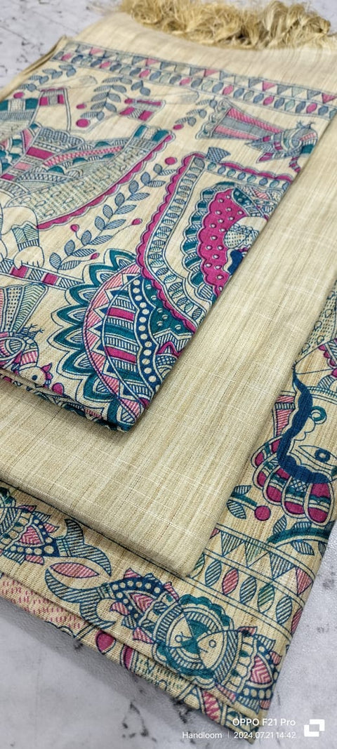 Kalamkari Printed Cotton Silk Dress Material - Design No. 01