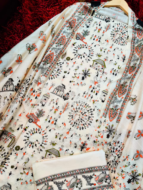 Kalamkari Printed Cotton Silk Dress Material - Design No. 32