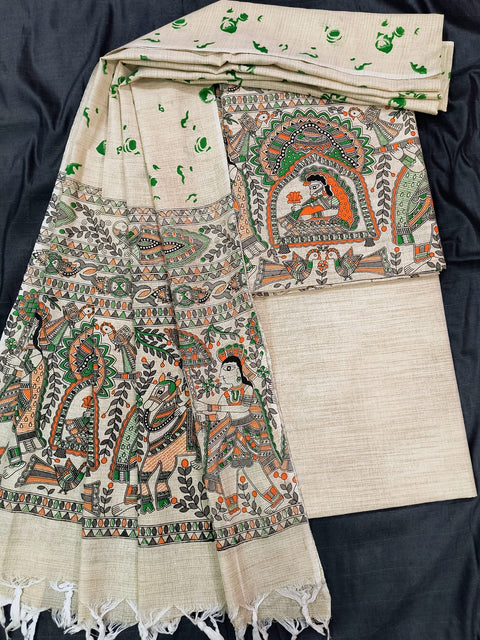 Kalamkari Printed Cotton Silk Dress Material - Design No. 36