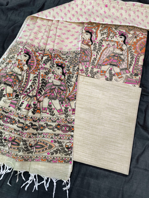 Kalamkari Printed Cotton Silk Dress Material - Design No. 37