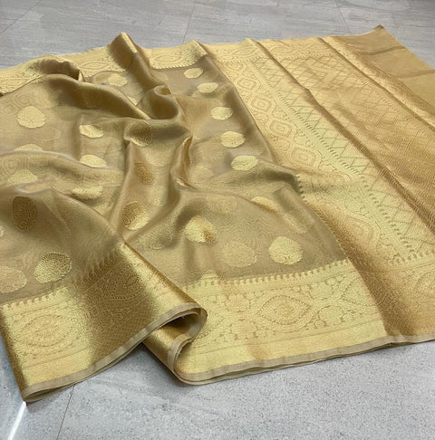 Banarasi Tissue Silk Zari Woven Saree – Golden Color