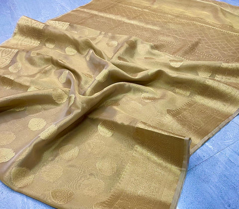 Banarasi Tissue Silk Zari Woven Saree – Golden Color