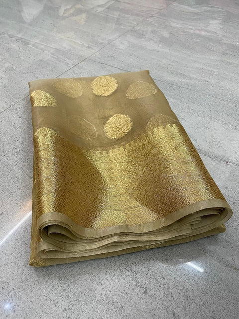 Banarasi Tissue Silk Zari Woven Saree – Golden Color