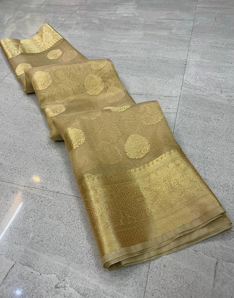 Banarasi Tissue Silk Zari Woven Saree – Golden Color