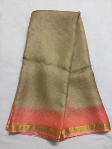 Pure Organza Kota Doria Silk Saree - Beige - Trend In Need