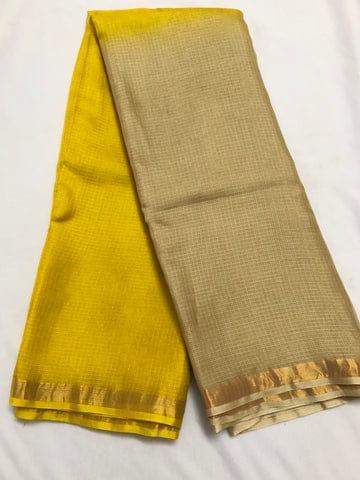 Pure Organza Kota Doria Silk Saree - Beige Yellow - Trend In Need
